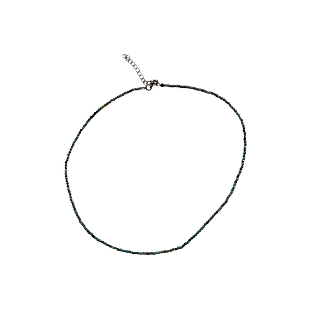 Real Turquoise small Beaded Gemstone Necklace, Chocker, Adjustable,18 inches,New